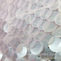 Polyester Pink 18mm Large Sequin Mesh Embroidery Fabric